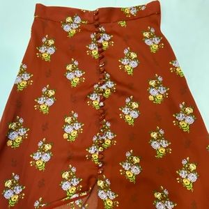 Zara Woman red-orange floral maxi skirt sz XS
